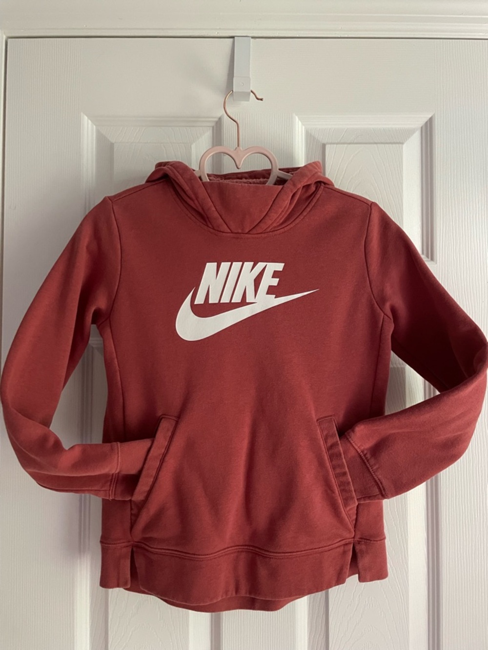 Nike Girls Pullover Hoodie Sweatshirt Rust Red Size M